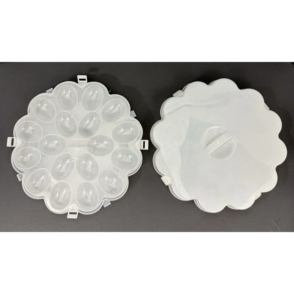 Deviled Egg Trays with Snap on Lids Holds 18 Eggs Each Lot of 2 Trays